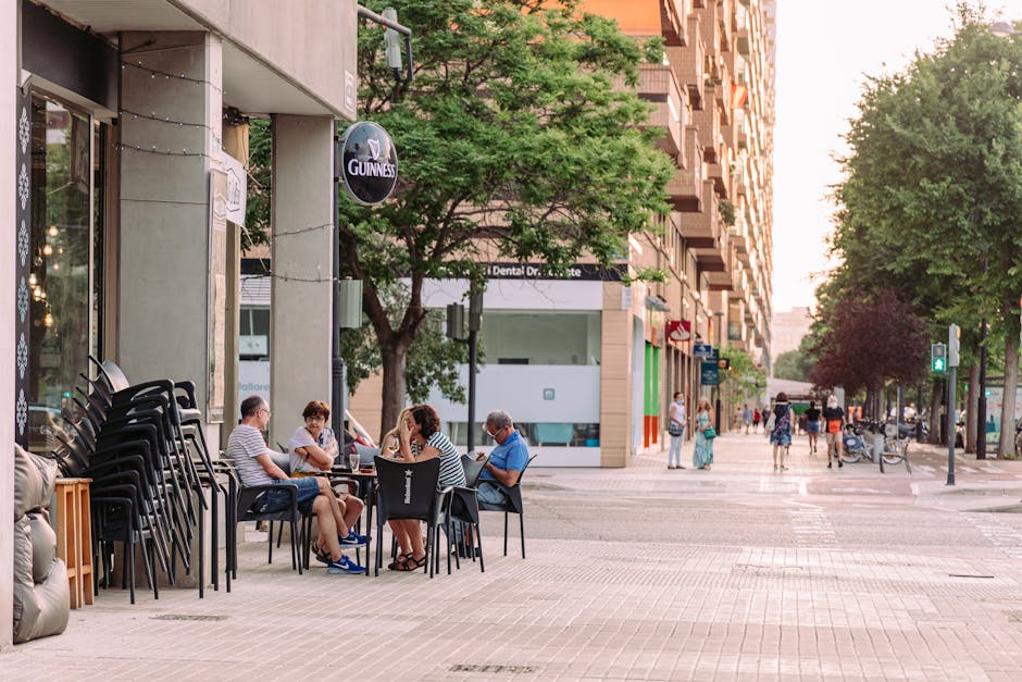 People enjoying evening tapas outdoor