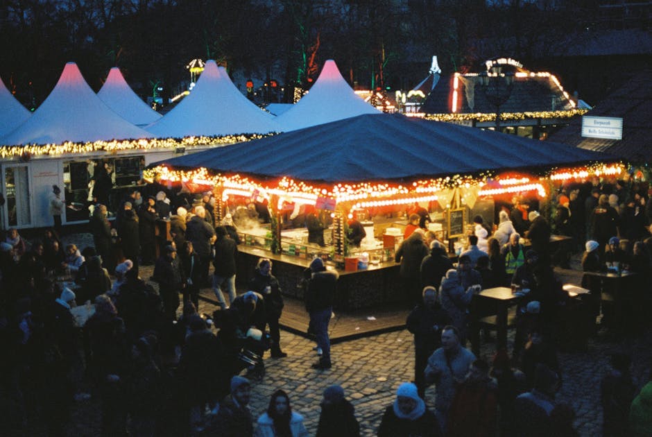 People enjoying traditional German market