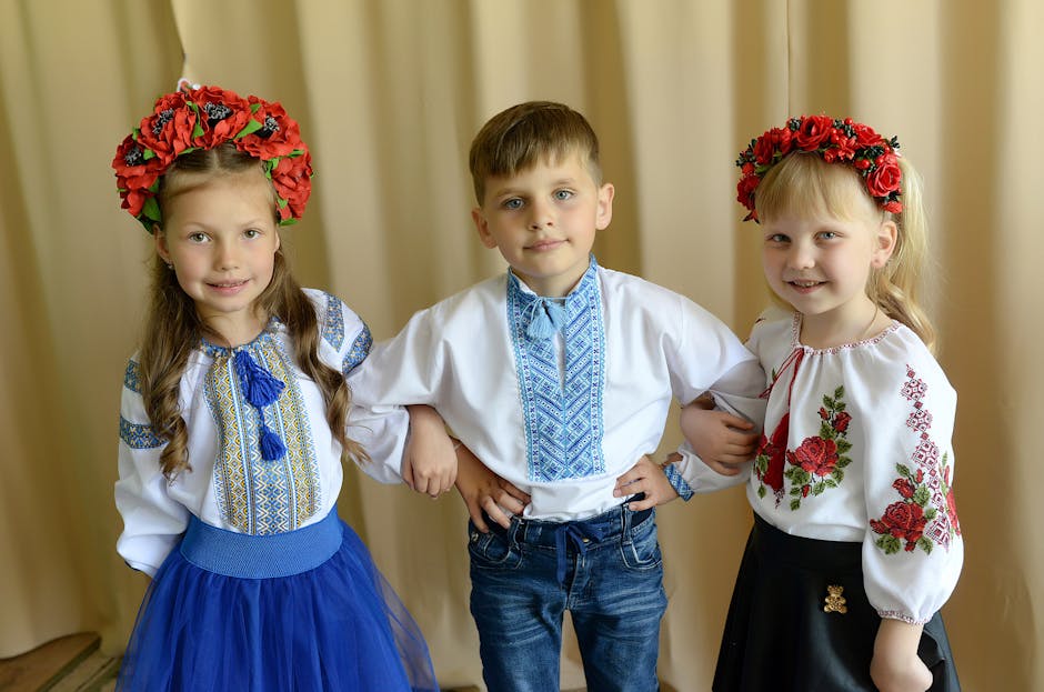 People in traditional Ukrainian embroidered shirts