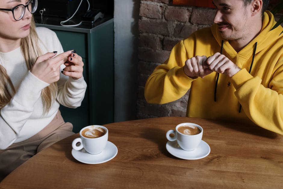 People learning Ukrainian language in a local cafe