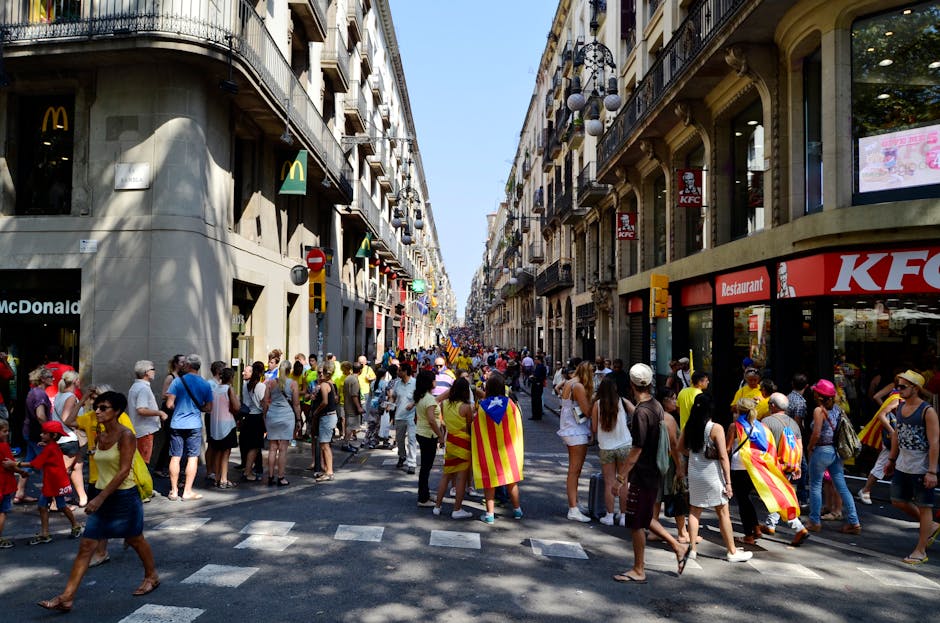 People walking in Barcelona streets