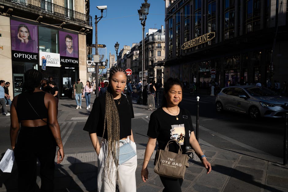 people walking Paris fashion