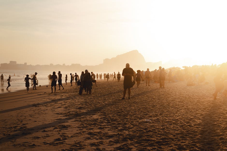 People watching sunset on a Brazilian beach