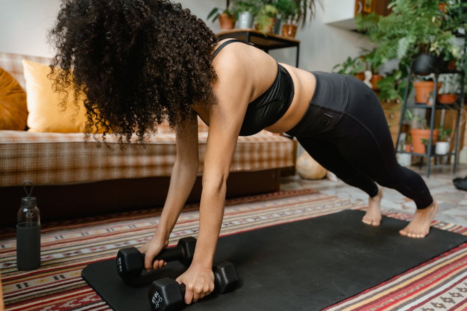 person doing home exercises with limited equipment