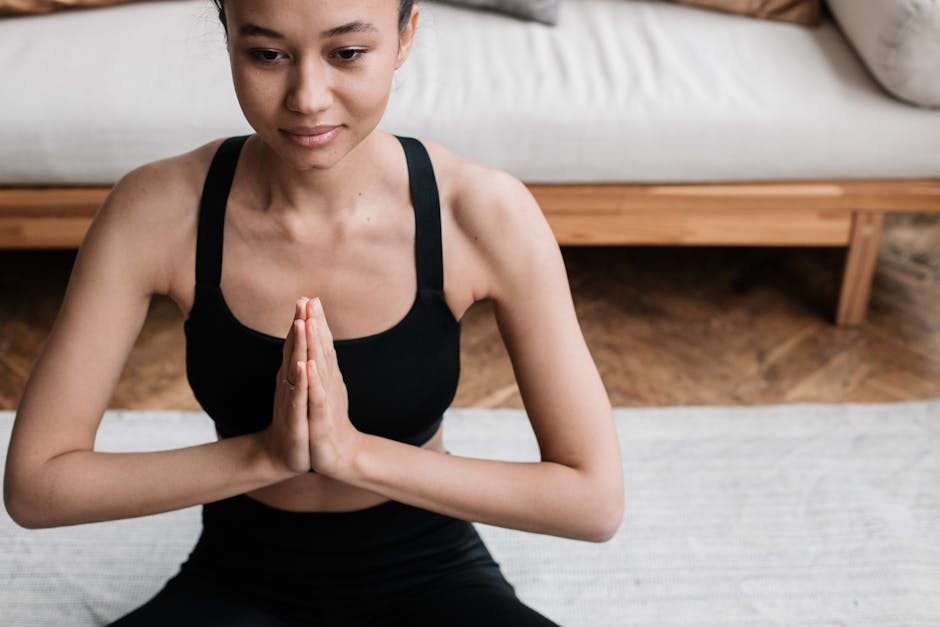 person meditating serene home