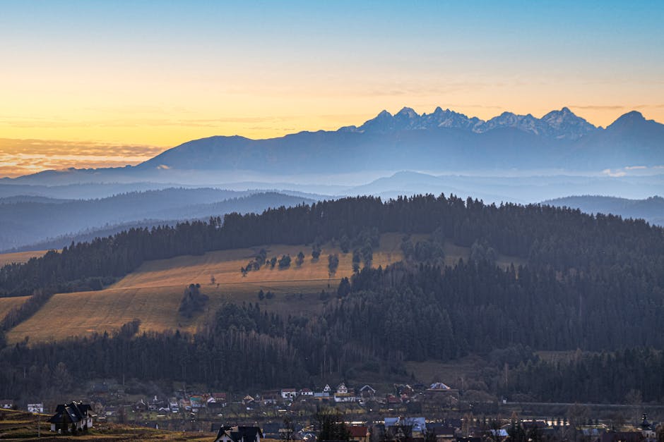 polish countryside village sunset