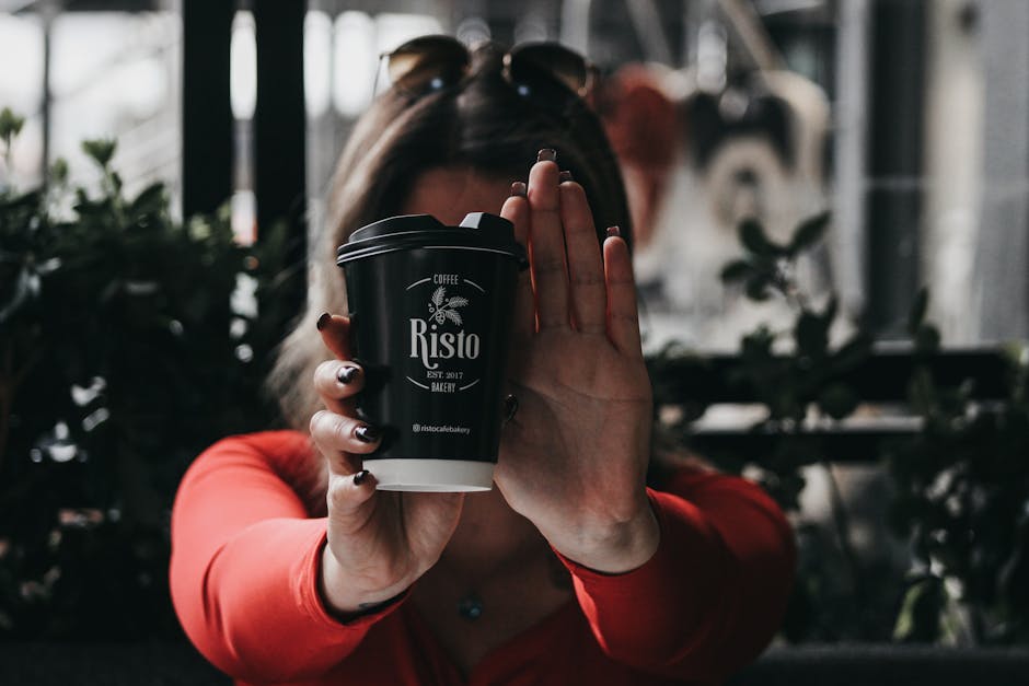 polish woman drinking coffee urban cafe fashion