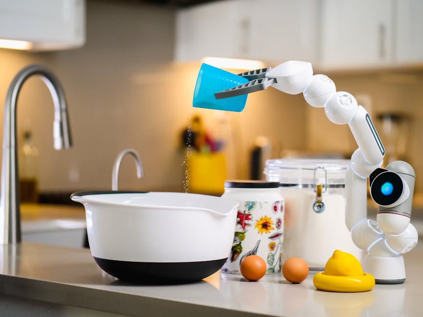 robot assistant working with bakery products