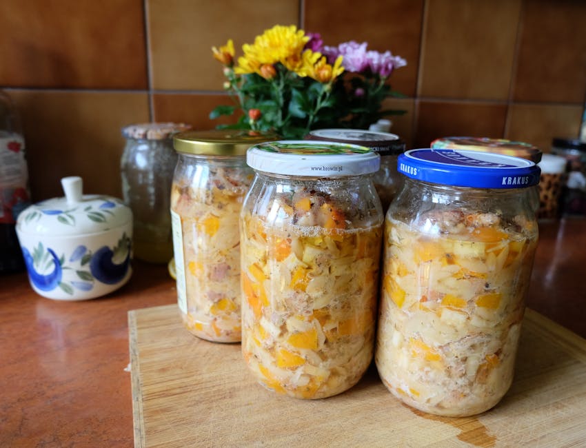 Russian grandmother canning vegetables
