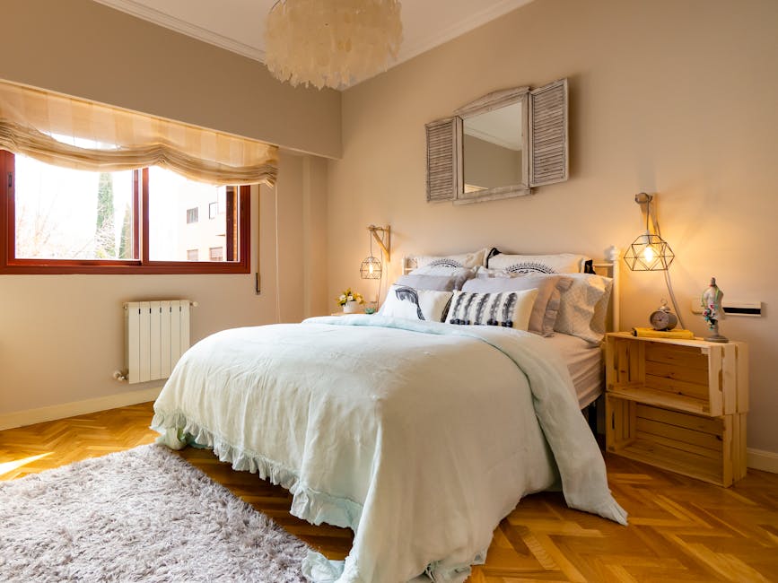 serene bedroom with natural light and a comfortable bed