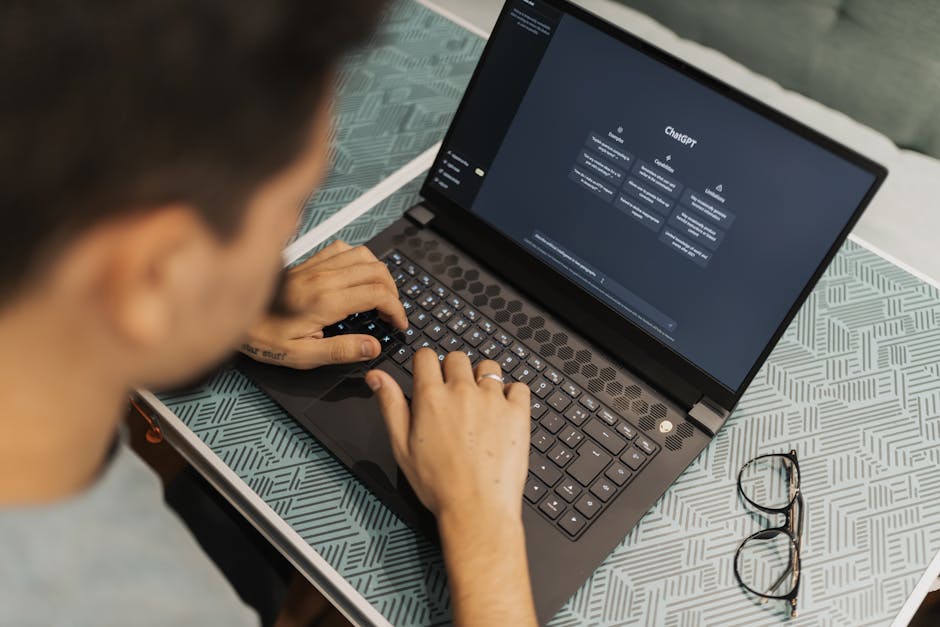 student using AI tool on laptop for studying