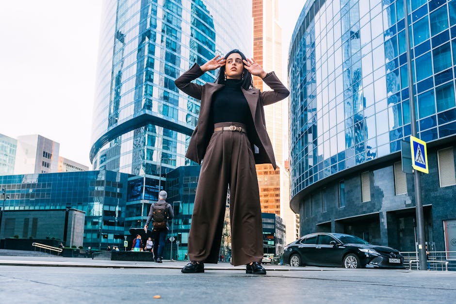 Stylish diverse people Moscow street
