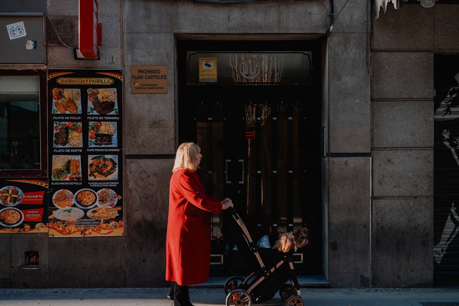 Stylish Spanish woman walking city