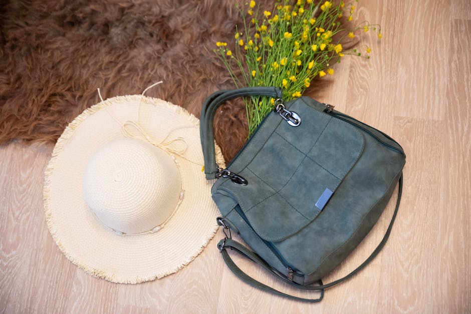 stylish warm winter accessories flat lay