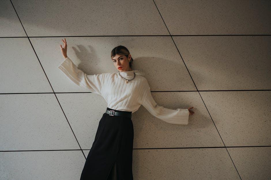 Stylish woman in elegant minimalist outfit,  fashion