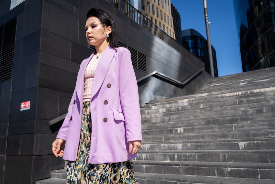 stylish woman on city street,  outfit