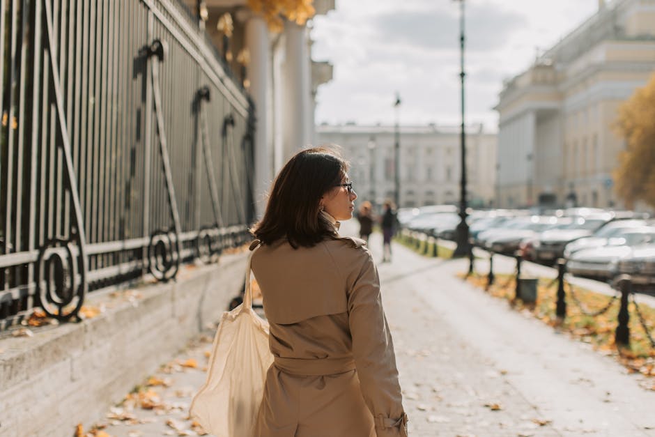 stylish woman walking city