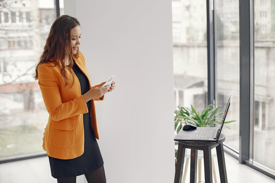 Stylish woman working office