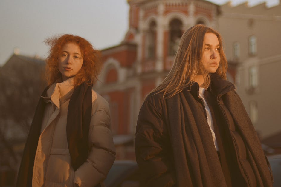 Stylish women walking Moscow street