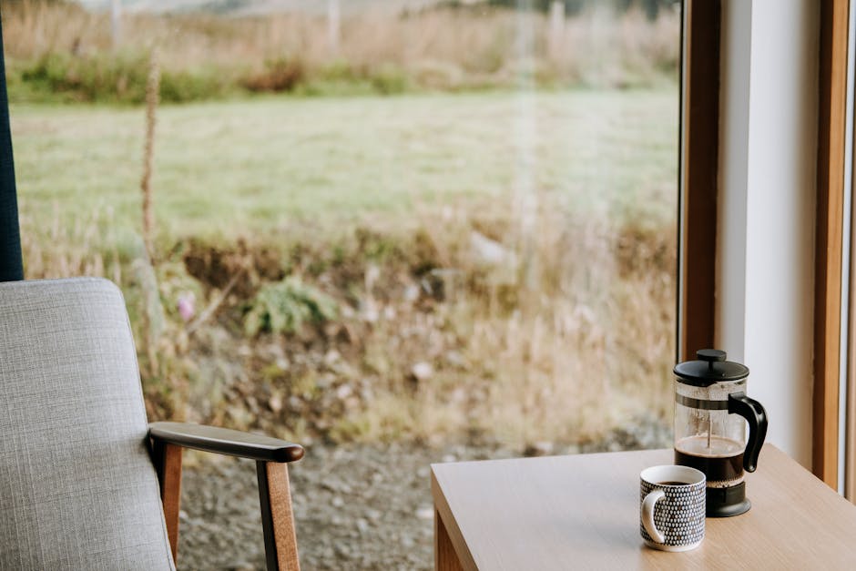 table with coffee nature view