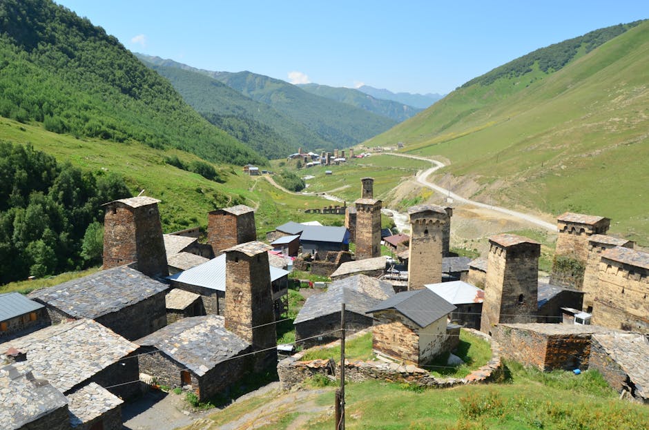 Traditional Georgian village Svaneti Caucasus