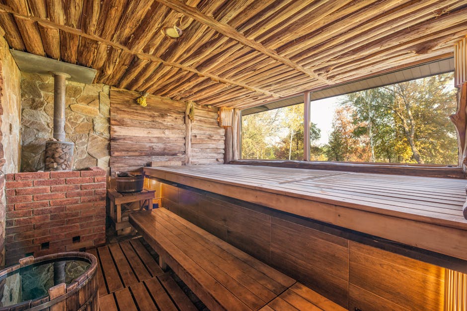 Traditional Russian banya interior