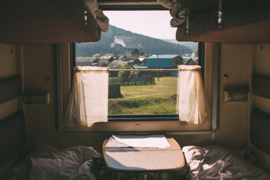 train traveling through polish countryside