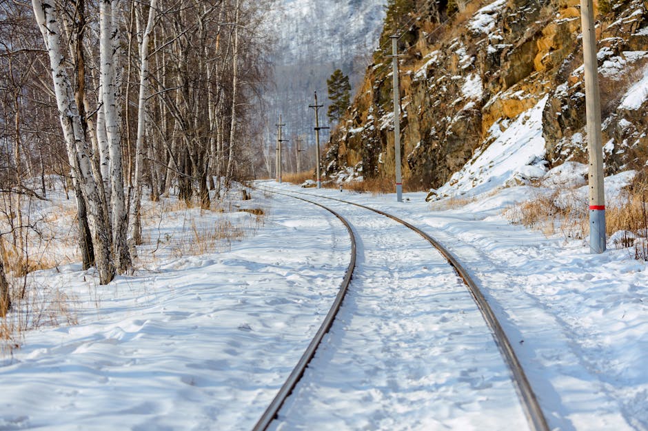 Trans-Siberian railway snowy landscape