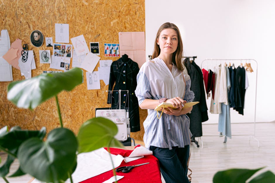 Ukrainian fashion designer in workshop