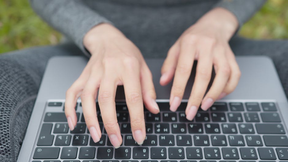 Ukrainian woman working on laptop