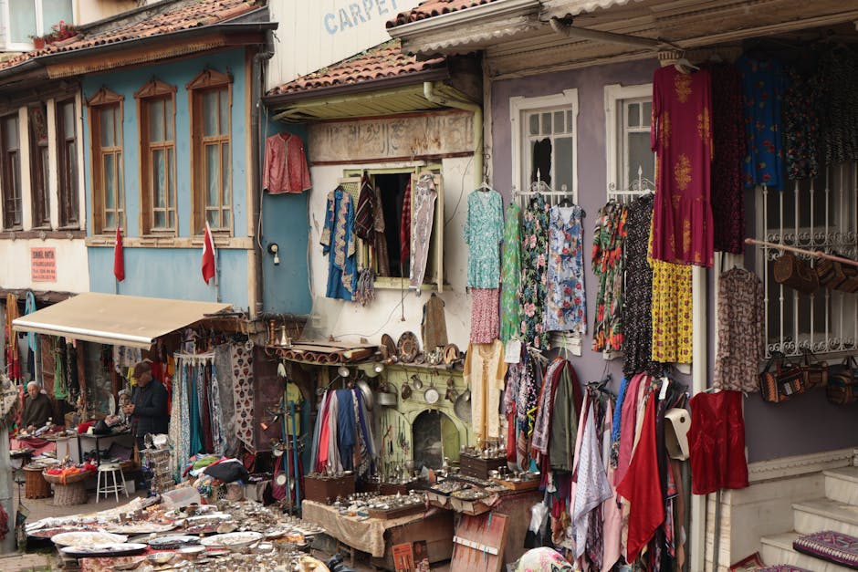 Vibrant market street Eastern Europe