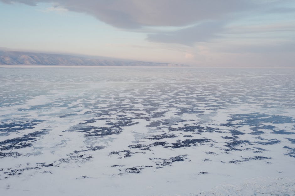 winter landscape of frozen Lake Baikal