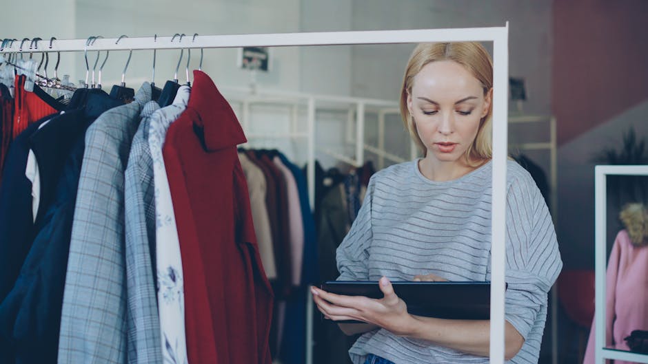 woman checking clothing quality