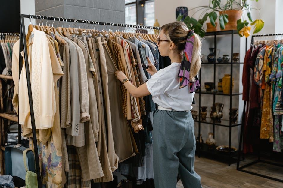 woman choosing outfits with accessories
