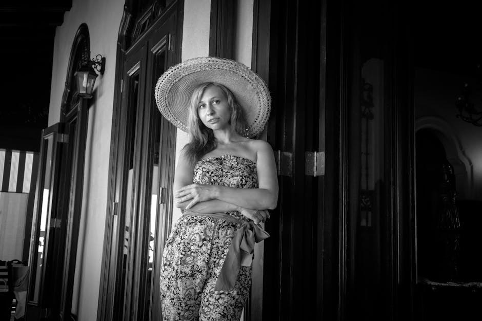 woman elegant wide leg pants tropical resort