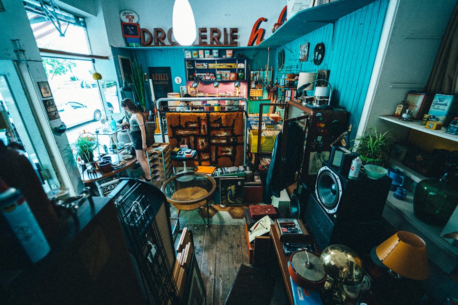 woman finding treasures in vintage store