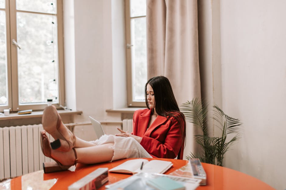 woman in elegant yet comfortable outfit at work
