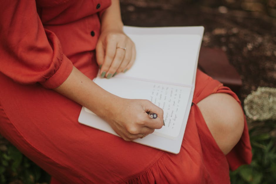 woman journaling in nature