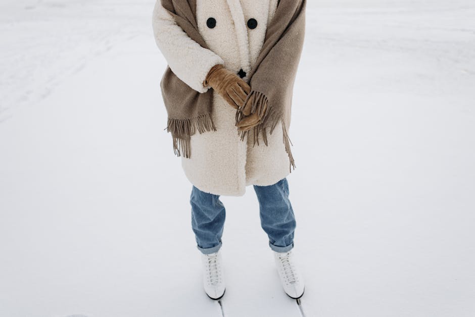 Woman layered wool outfit snow