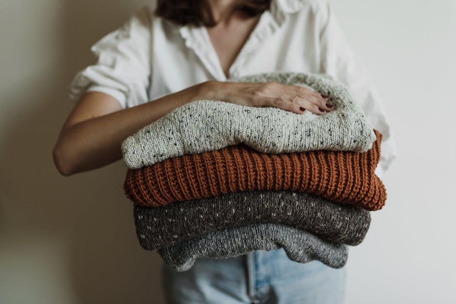 woman layers warm clothes