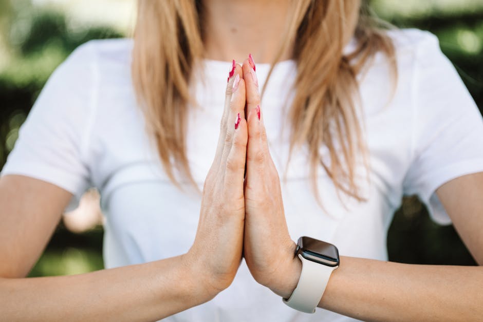 woman meditating with smart ring