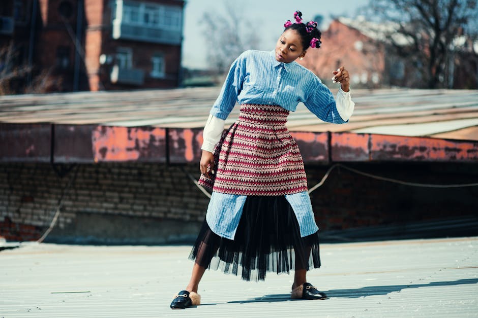 woman mixing old and new clothes fashion