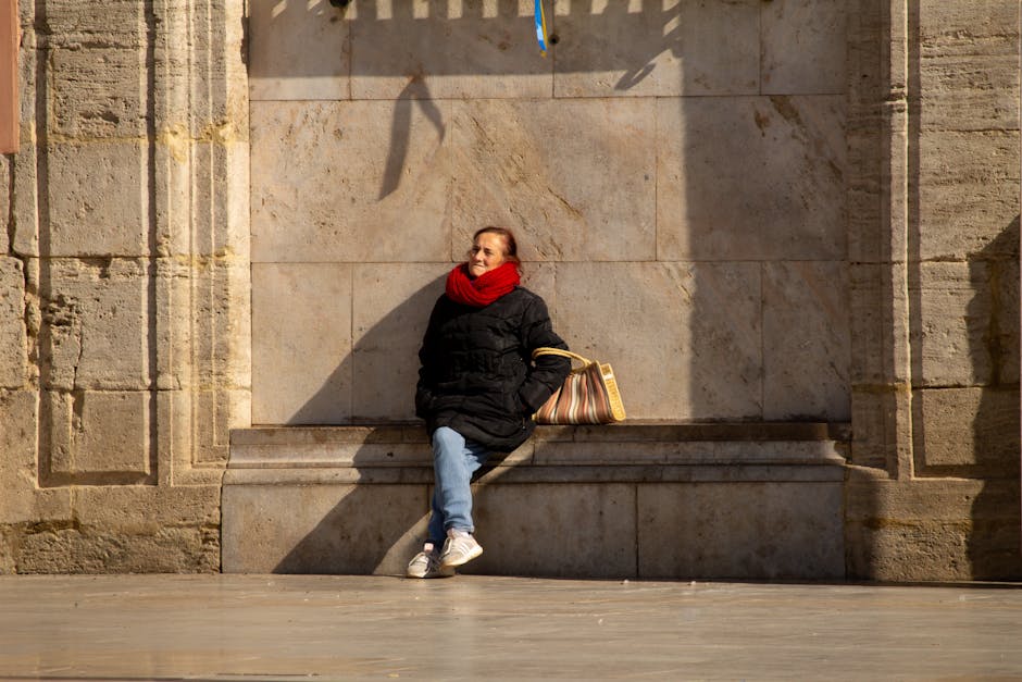 Woman stylishly layered clothes Spain