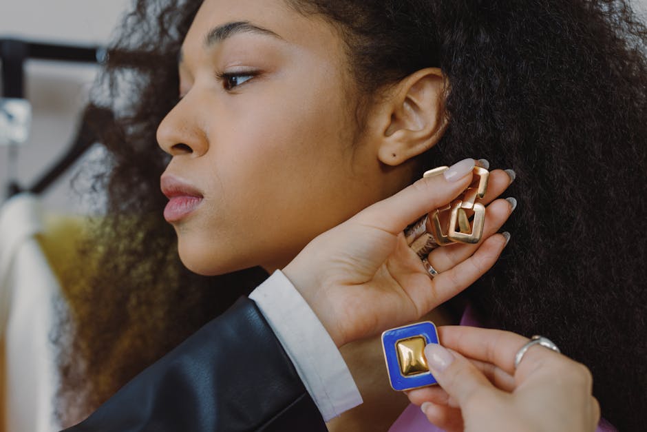 Woman trying on luxury jewelry
