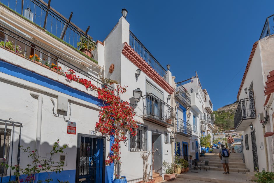 woman walking in a charming spanish street