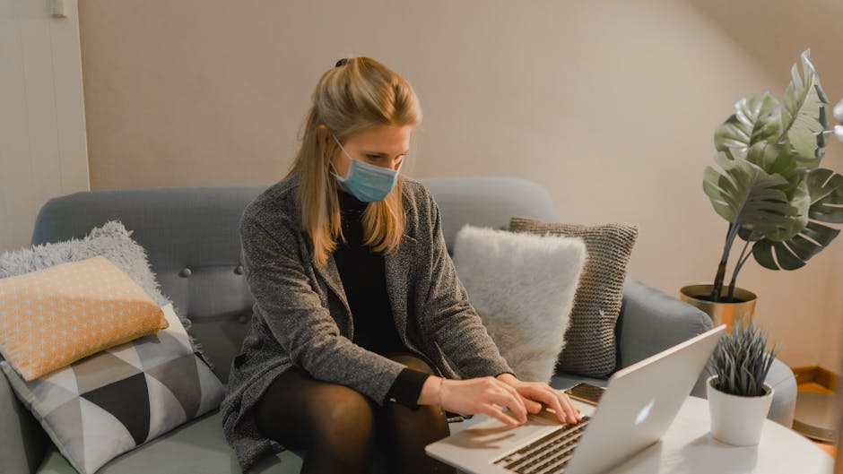 Woman working remotely from home in Spain